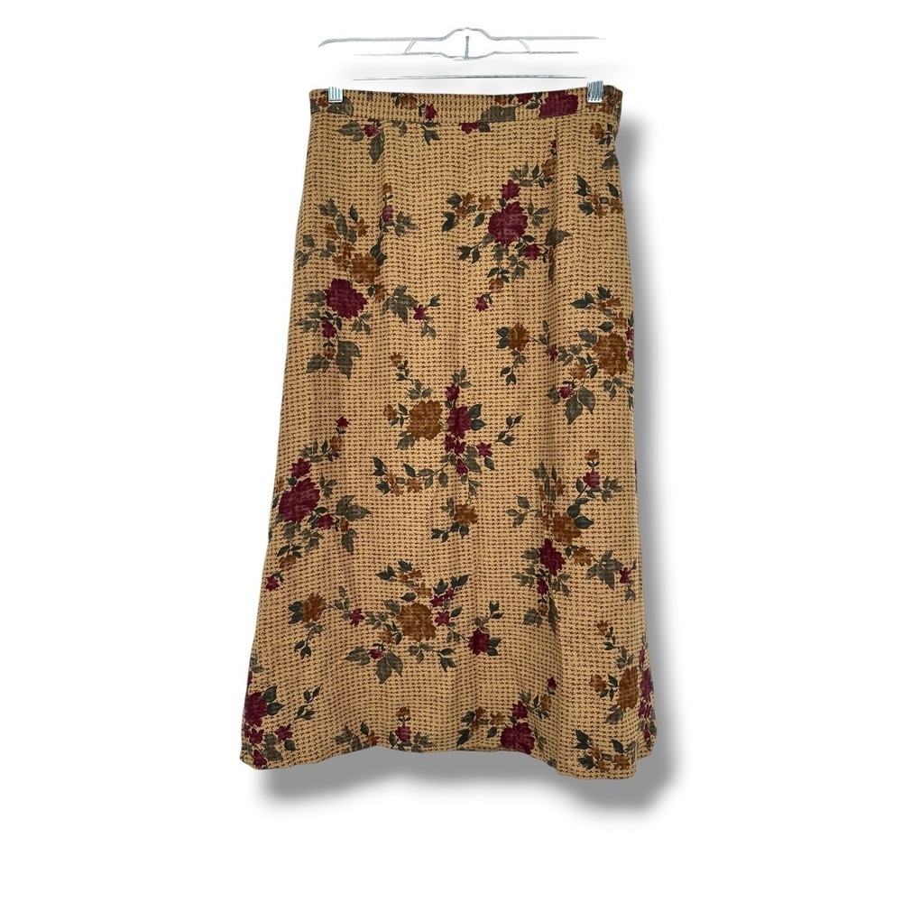 VTG Y2K Talbots Floral Midi Skirt Petite 8 Earthy Boho Cottagecore Dark Academia